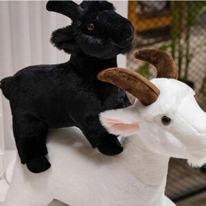 Black and White Plush Goat Toy Set